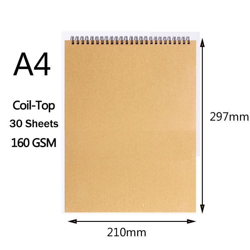 sketchbook Spiral Art Notebook Kraft Paper Blank 160GSM HardCover School Supplies Pencil Drawing Notepad Stationary